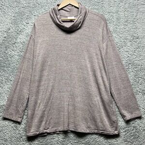Pure Jill Tunic Top Womens Large Heathered Lilac Cowl Neck Pockets Lounge